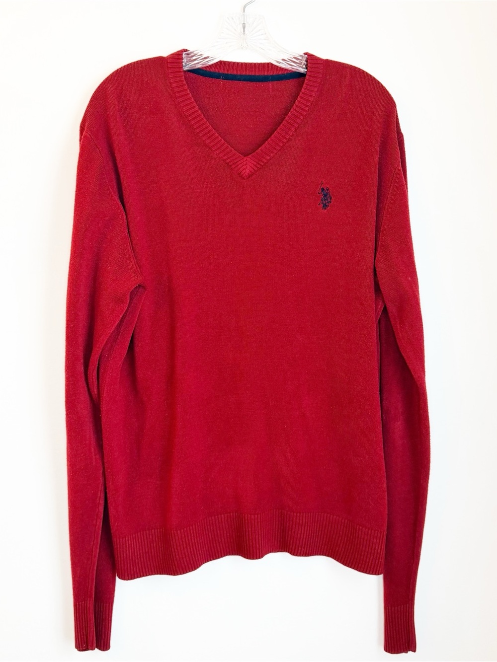 U.S. Polo Assn. Men's Red V-Neck Sweater